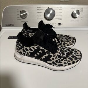 Adidas Women’s Black & White Leopard Knit Running Shoes